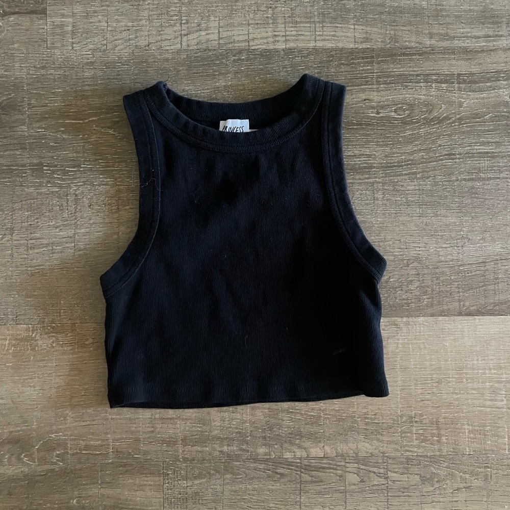 Princess Polly black racer crop tank